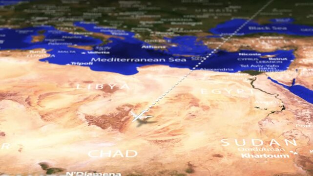 Flight From Moscow RUSSIA to Yaounde CAMEROON with flag pins