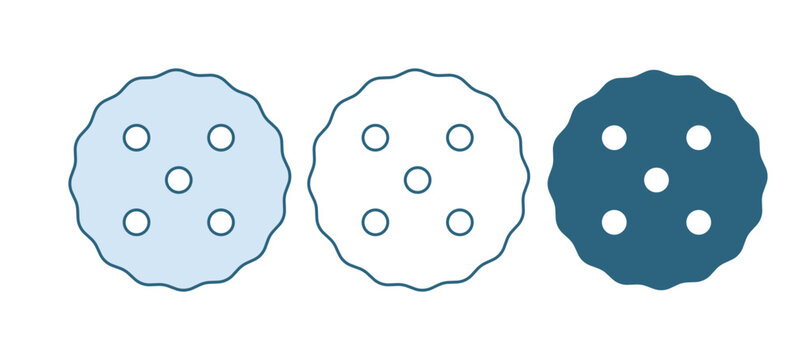 Blue Cookie or biscuit with chocolate icon isolated on white background. Vector