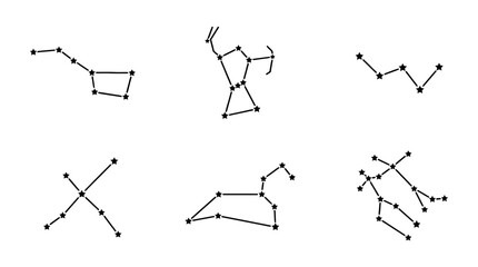 collection of constellation, minimal thin icon vector set , white background , PNG and SVG isolate
