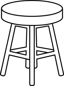 A simple line drawing of a three-legged stool on a white background.