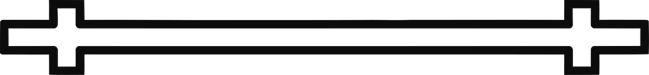 Fototapeta premium A simple line with cross marks at both ends on a white background.