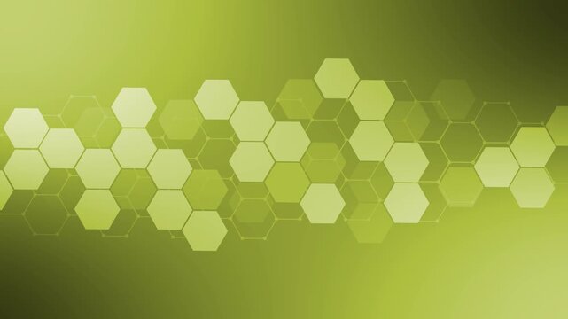 Hexagon technology background animation, Abstract hexagon pattern forming a horizontal wave across a dark gradient background