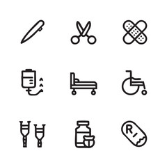 Obraz premium Medical Tools and Patient Care Icons