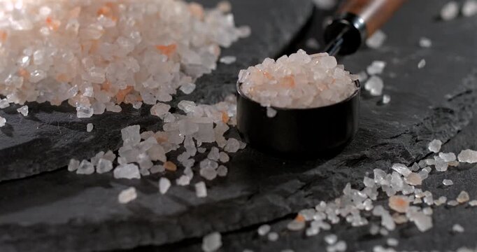 Super slow motion, Super Slow Motion Measuring Spoon Dropping Himalayan Salt