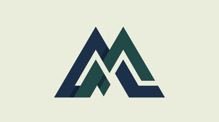 A striking logo with interlocking mountain shapes in deep blue and green hues, ideal for outdoor brands, environmental organizations, or travel companies. © Xi