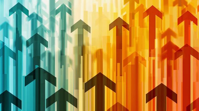 Abstract arrow chart illustrating digital transformation, big data, and investment growth trends.