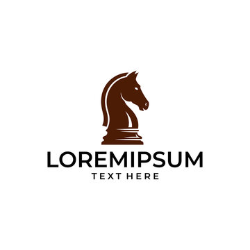 Elegant brown chess knight piece logo design concept.