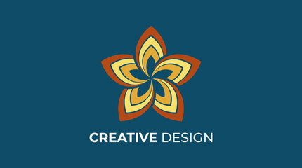Obraz premium The Creative Design logo features an artistic flower pattern, with vibrant colors representing creativity and nature, ideal for businesses in art or design sectors.