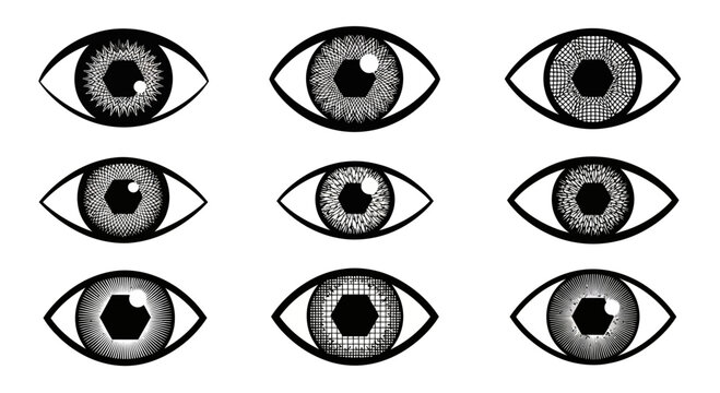 Abstract Eyes Collection: Diverse Iris Patterns and Geometric Designs