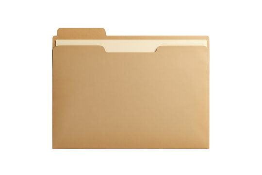 Manila file folder on a transparent background, organizing documents for business, office, work, accounting, and data storage