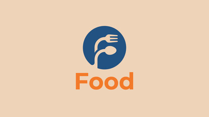 This modern food logo features a stylized spoon and fork, encapsulated in a circle, perfect for representing culinary services or food-related businesses effectively.