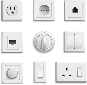 Elegant wall electrical outlet plate with dimmer on white vector