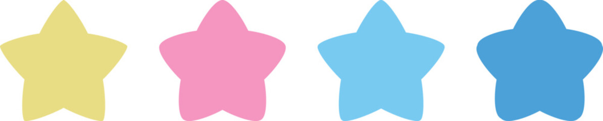 ゆるい・かわいい星のイラスト素材セット　Pop star silhouette illustration set