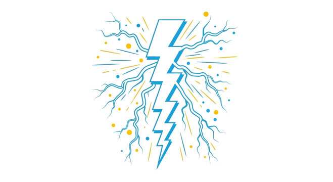 Abstract lightning bolt with radiating lines and dots, symbolizing energy, power, and speed.