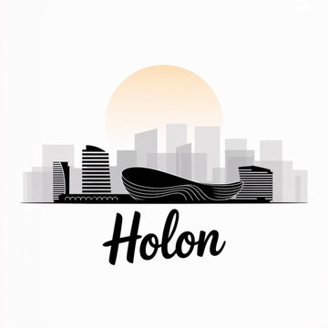 Holon Skyline Silhouette &mdash; Modern Cultural City of Central Israel Vector Illustration