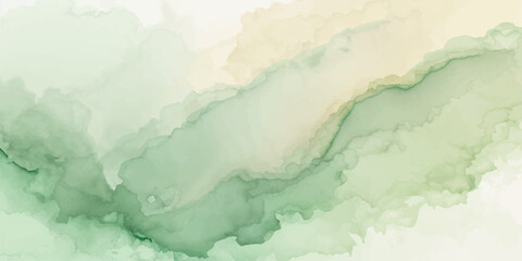 Obraz premium A serene mountain landscape features a watercolor winter scene with white clouds across a blue sky above an abstract snowy horizon and icy water