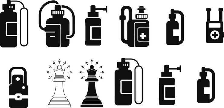 Fire extinguisher icons and fireworks display