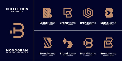Set of letter B logo icon design template elements. © GoRise