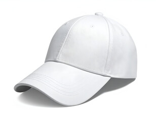 Fototapeta premium A plain white baseball cap with a curved brim, isolated (1)