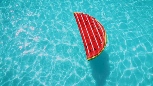 Floating mattress in the swimming pool - Poster with copy space