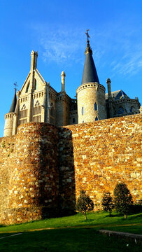 ASTORGA, LE&Oacute;N ESPA&Ntilde;A Episcopal Palace of Astorga neogothic architecture in Leon Spain
