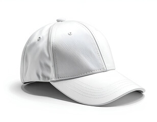Fototapeta premium Clean, white baseball cap with a subtle textured fabric, isolated