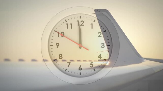 Animation of airplane over clock ticking