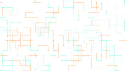 PNG image of Abstract digital network lines pattern with orange and blue connections on a clean white background, representing data flow and technology isolated on Transparent Background