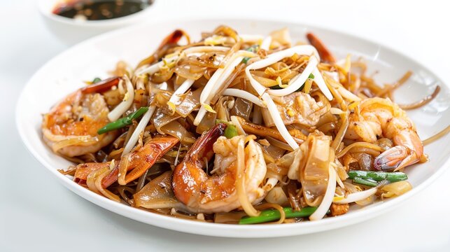 Char Kway Teow: Classic Southeast Asian Fried Flat Rice Noodles with Savory Sauce, Fresh Seafood and Vegetables, Popular Street Food with Rich Wok Hei Flavor for Home Cooking and Asian Cuisine Lovers