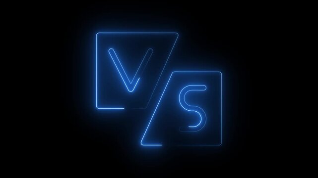 VS Logo for Competition. Vs Versus Neon and Battle Animation on black background, 4k Video.
