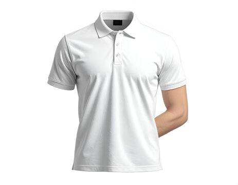 A crisp white polo shirt on a headless mannequin