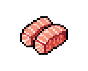 Fototapeta premium Pixelated salmon sushi illustration on dark background