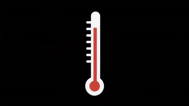 A minimalist illustration of a thermometer on a black background.