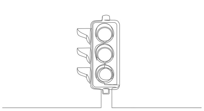 Continuous Line Drawing of a Traffic Light or Stoplight Signal