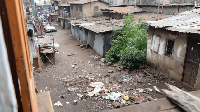 Insight into a Dilapidated Urban Area Filled with Debris and Neglect