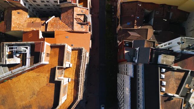 Epic Oviedo city cathedral aerial reveal. 
Cinematic 4K drone flight over 
historic Spanish old town with 
landmark cathedral and orange roofs.
