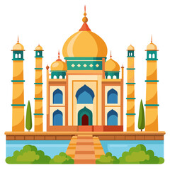 Majestic Taj Mahal in India with golden domes and serene reflecting pool © Ashiqur