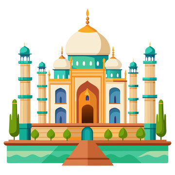 Stunning Taj Mahal illustration in vibrant colors and modern style