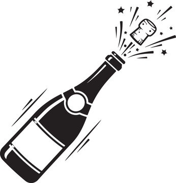 Champagne icon. Black silhouette of a champagne bottle. Iconography. Vector