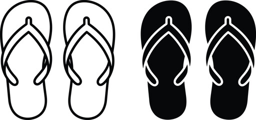 Outline and solid vector flip flops icon set editable graphics © Pixel Go