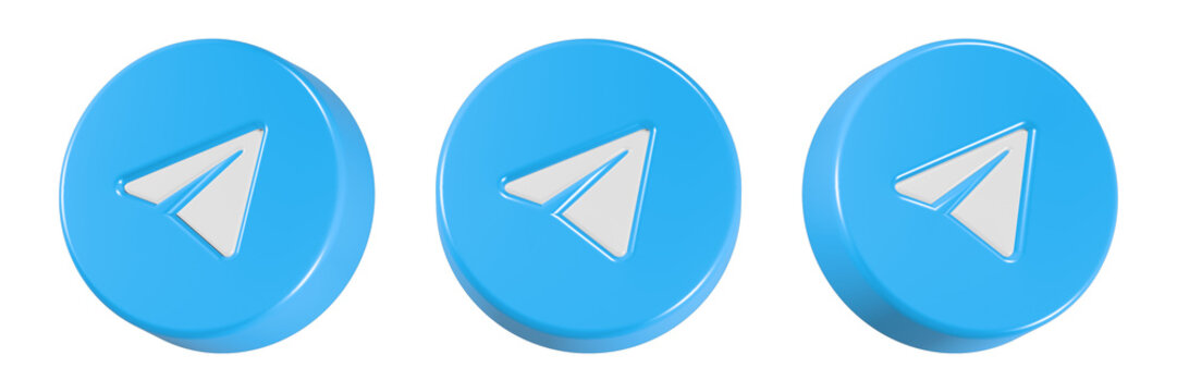 telegram icon logo 3d rendering button