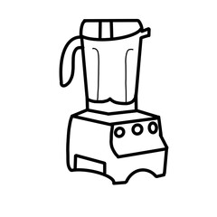 mixer cooking kitchen organic line hand drawn black and white silhouette outline
