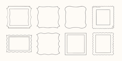 Collection of six decorative frame outlines on a neutral background