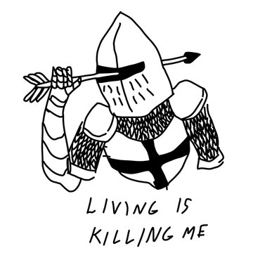 Edgy Knight Armor Arrow Illustration Living is Killing Me