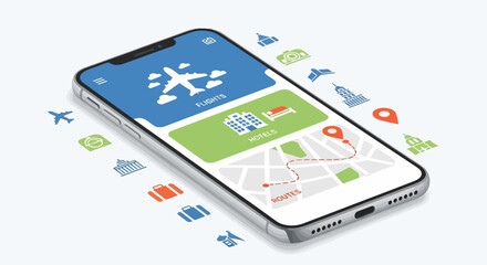 Mobile Navigation Map With Location Pins GPS Route And City Streets Navigation Application Interface Vector Illustration