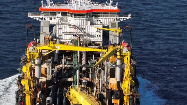 A giant ship is passing through Istanbul; aerial footage. Drone footage of the ship in the Istanbul Strait.