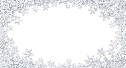 Snowflakes border on white background for winter designs