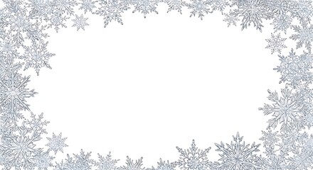 Delicate snowflakes forming a beautiful winter border frame