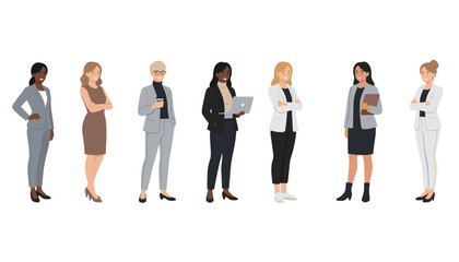 Obraz premium Diverse Group of Professional Businesswomen Standing Together Confidently