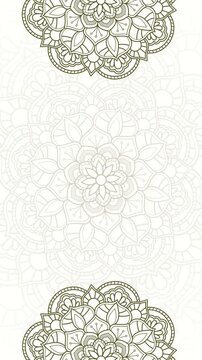 Soft Gold Lattice Mandala Ornamentation on Pale White Vertical Looping Animation Background